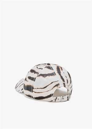 Printed zebra washed cotton canvas cap Egret B3020236 Ganni 